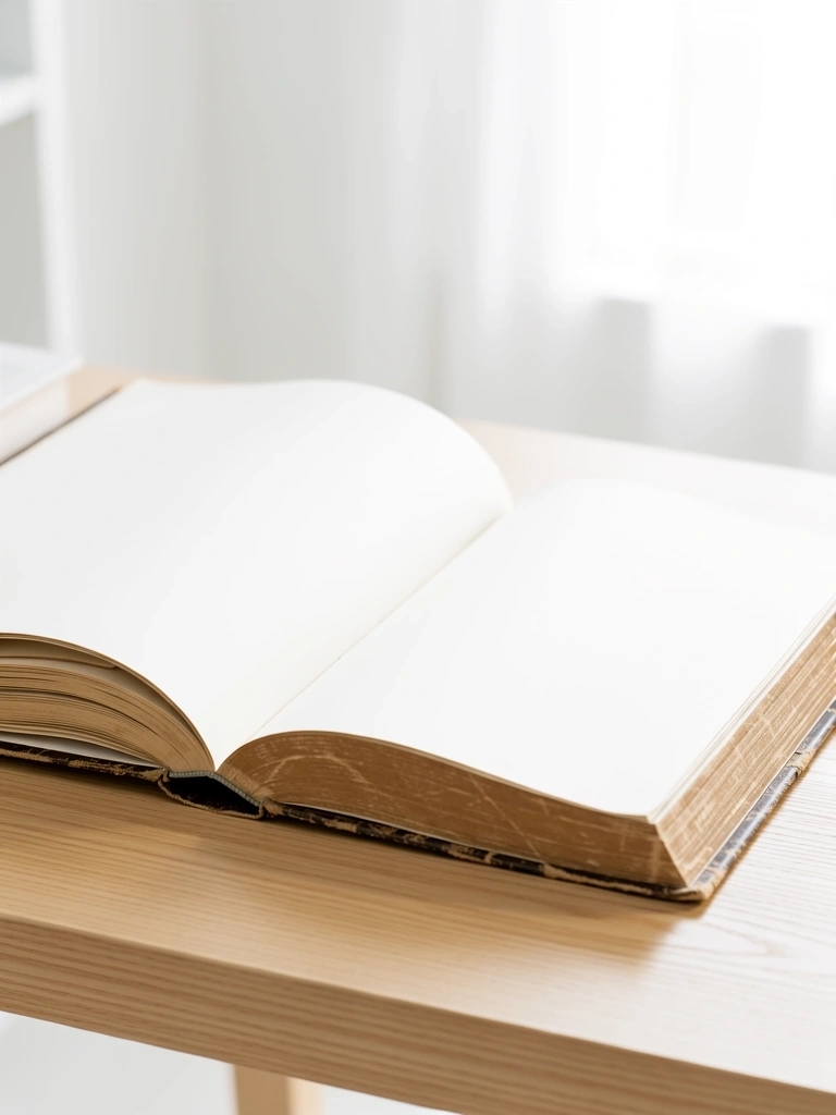 An empty open book symbolizing a missing page